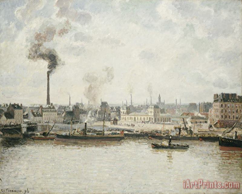 Quay at Saint Sever, Rouen painting - Camille Pissarro Quay at Saint Sever, Rouen Art Print