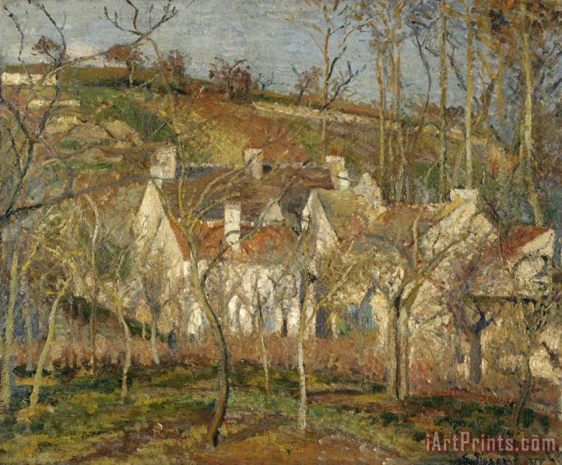 Camille Pissarro Red Roofs, Village Corner, Impression of Winter, 1877 Art Painting