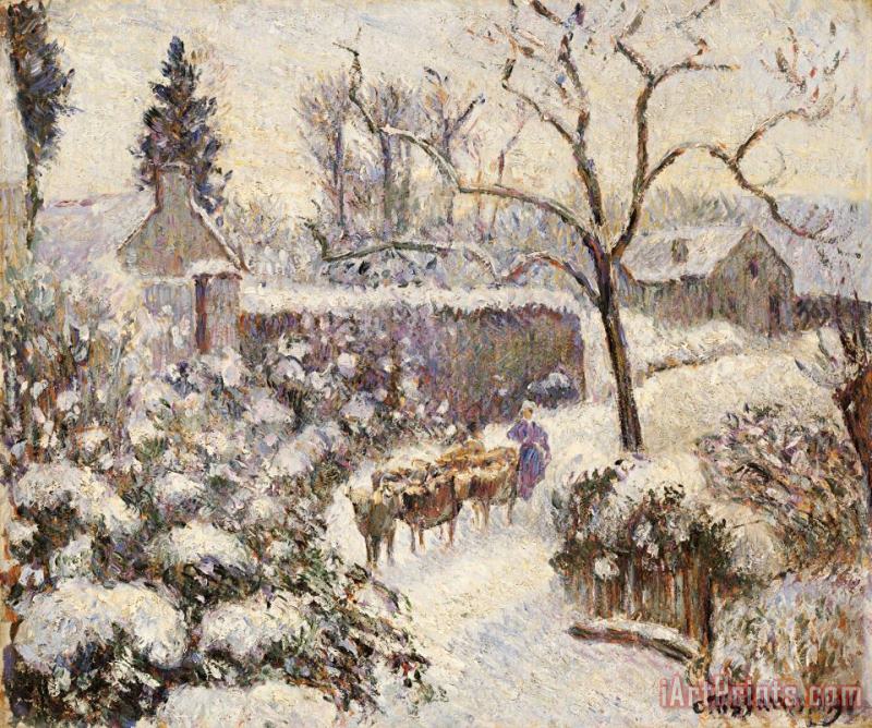 Camille Pissarro Snow at Montfoucaul Art Painting
