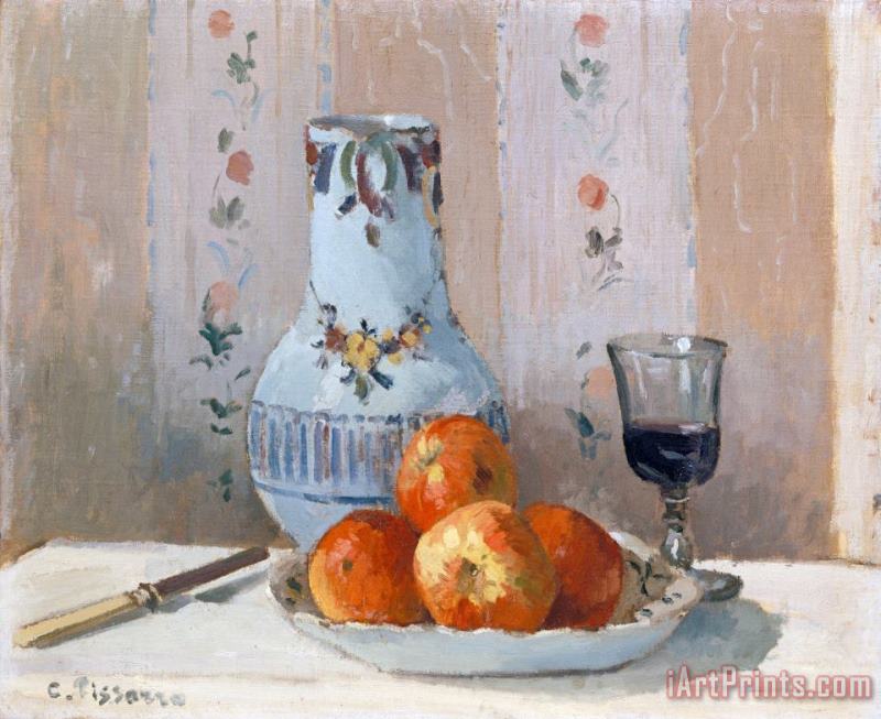 Still Life with Apples And Pitcher painting - Camille Pissarro Still Life with Apples And Pitcher Art Print