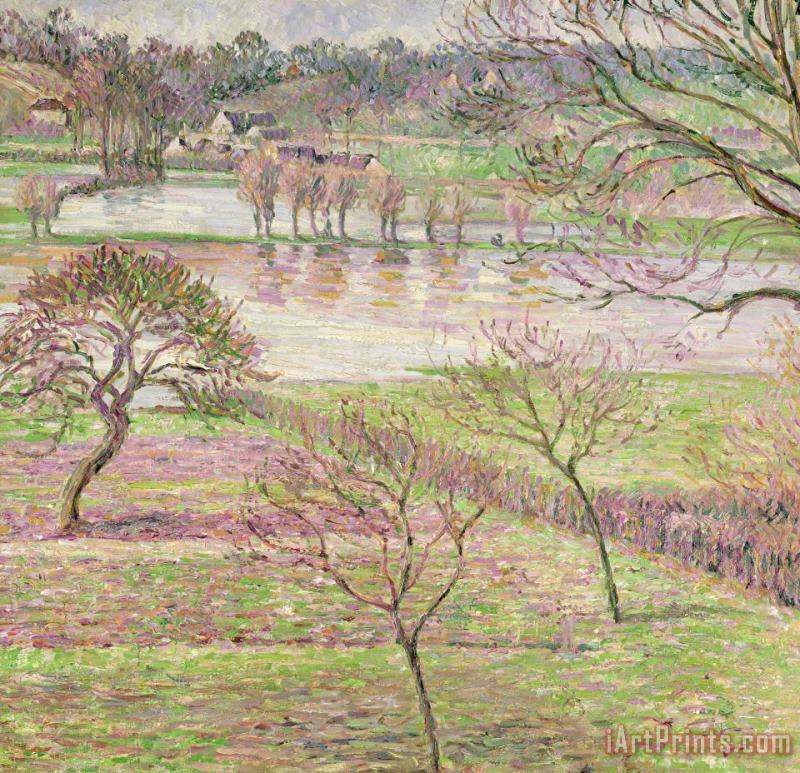 The Flood At Eragny painting - Camille Pissarro The Flood At Eragny Art Print