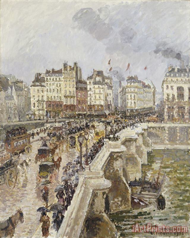 The Pont Neuf on a Rainy Afternoon painting - Camille Pissarro The Pont Neuf on a Rainy Afternoon Art Print