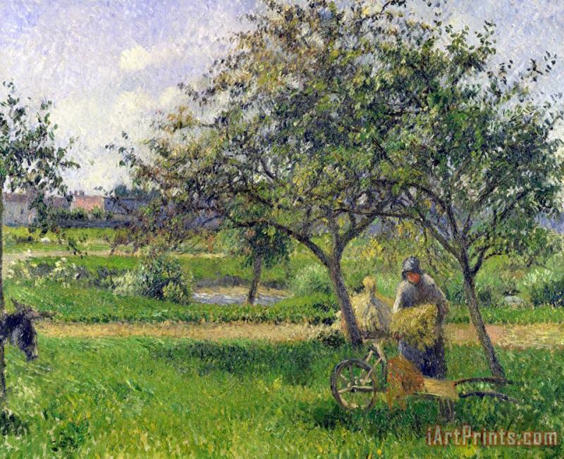 The Wheelbarrow, Orchard painting - Camille Pissarro The Wheelbarrow, Orchard Art Print