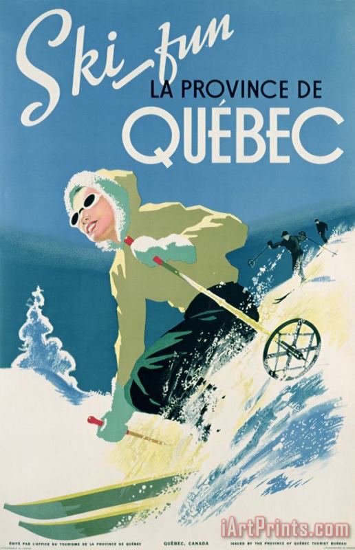 Canadian School Poster Advertising Skiing Holidays In The Province Of Quebec Art Painting