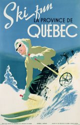 Canadian School Poster Advertising Skiing Holidays In The Province Of Quebec painting