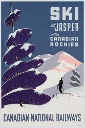 Canadian School Poster Advertising The Canadian Ski Resort Jasper painting