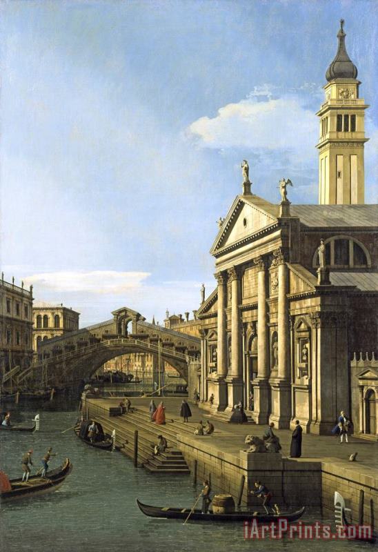 Capriccio: The Rialto Bridge And The Church of S. Giorgio Maggiore painting - Canaletto Capriccio: The Rialto Bridge And The Church of S. Giorgio Maggiore Art Print