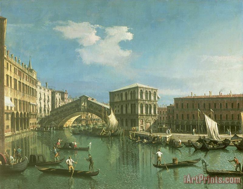 The Rialto Bridge painting - Canaletto The Rialto Bridge Art Print