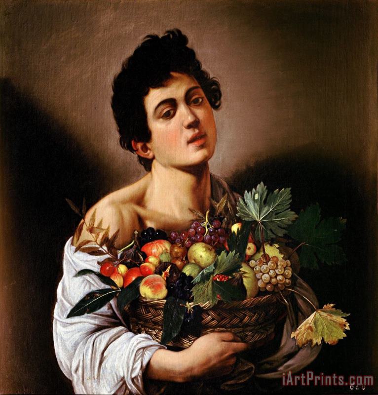 Caravaggio Boy with a Basket of Fruit Art Painting