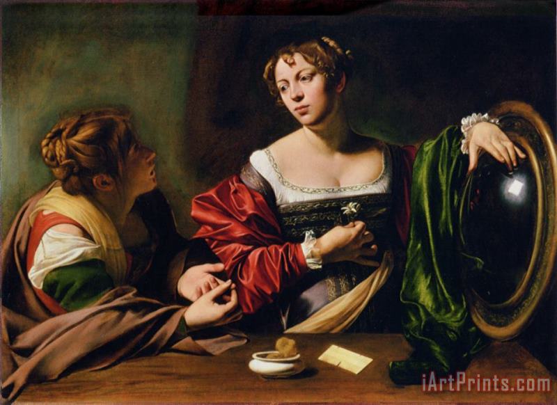 Martha And Mary Magdalene painting - Caravaggio Martha And Mary Magdalene Art Print