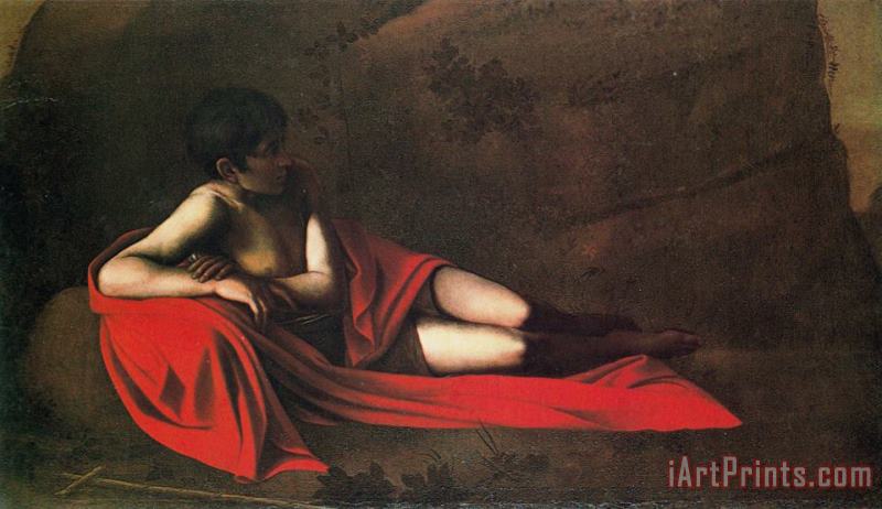 St John Reclining painting - Caravaggio St John Reclining Art Print