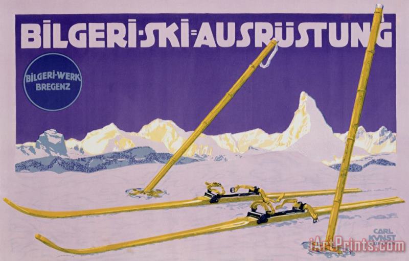 Advertisement For Skiing In Austria painting - Carl Kunst Advertisement For Skiing In Austria Art Print