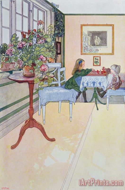 Carl Larsson A Game Of Chess Art Print