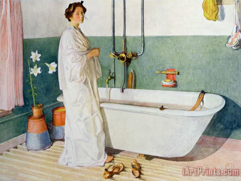 Bathroom Scene Lisbeth painting - Carl Larsson Bathroom Scene Lisbeth Art Print