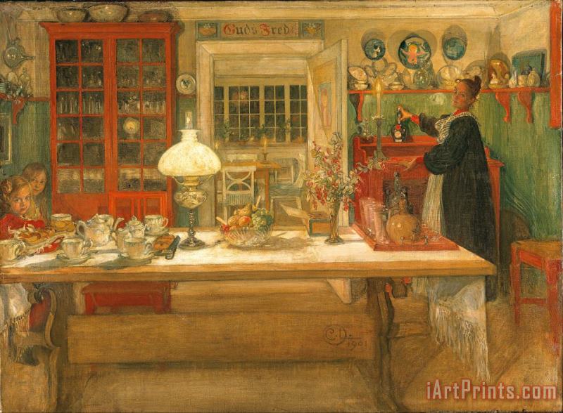 Carl Larsson Getting Ready for a Game Art Painting