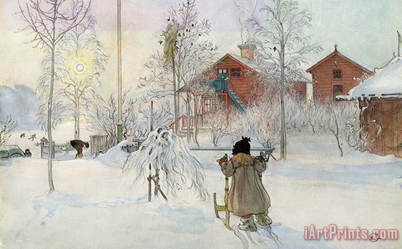 Carl Larsson The Yard And Wash House Art Print