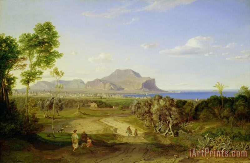 View over Palermo painting - Carl Rottmann View over Palermo Art Print