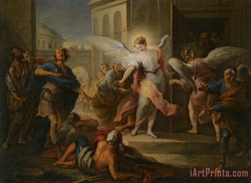 The Blinding of The Inhabitants of Sodom painting - Carle Van Loo The Blinding of The Inhabitants of Sodom Art Print