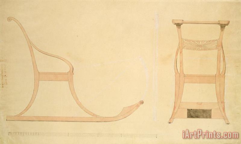 Chair for a Sleigh (pen with Reddish W/c on Paper) painting - Caspar David Friedrich Chair for a Sleigh (pen with Reddish W/c on Paper) Art Print