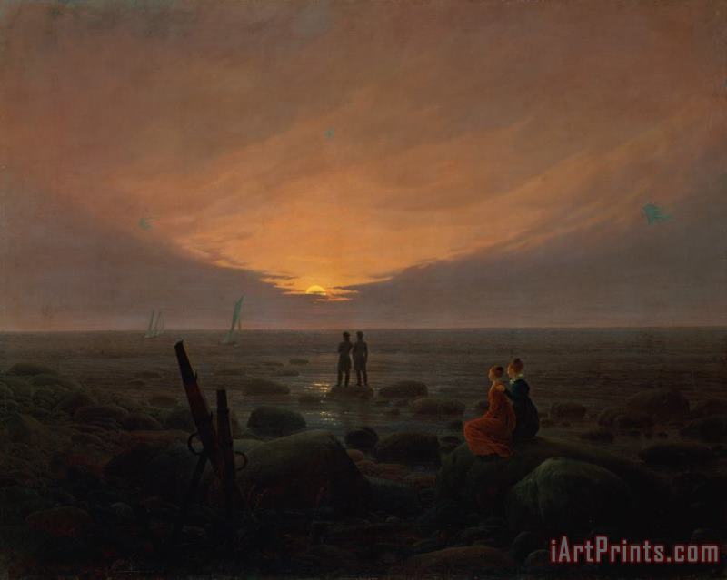 Caspar David Friedrich Moon Rising Over the Sea Art Painting
