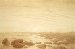 Caspar David Friedrich Moonrise on The Sea (sunset Across The Sea) (sepia Ink And Pencil on Paper) painting