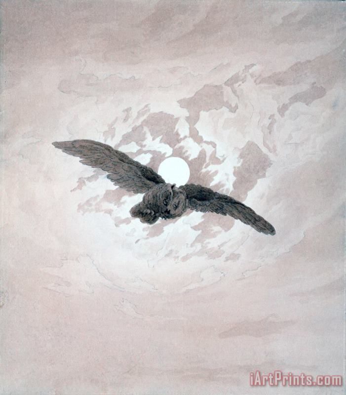 Caspar David Friedrich Owl Flying Against a Moonlit Sky Art Painting