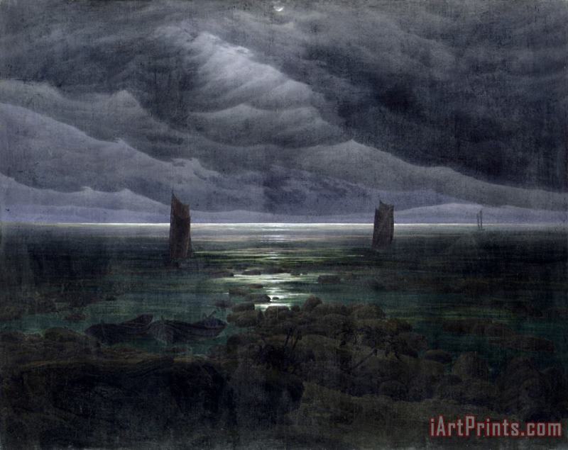Sea Shore in Moonlight painting - Caspar David Friedrich Sea Shore in Moonlight Art Print