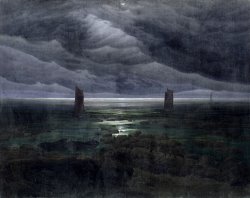 Caspar David Friedrich Sea Shore in Moonlight painting