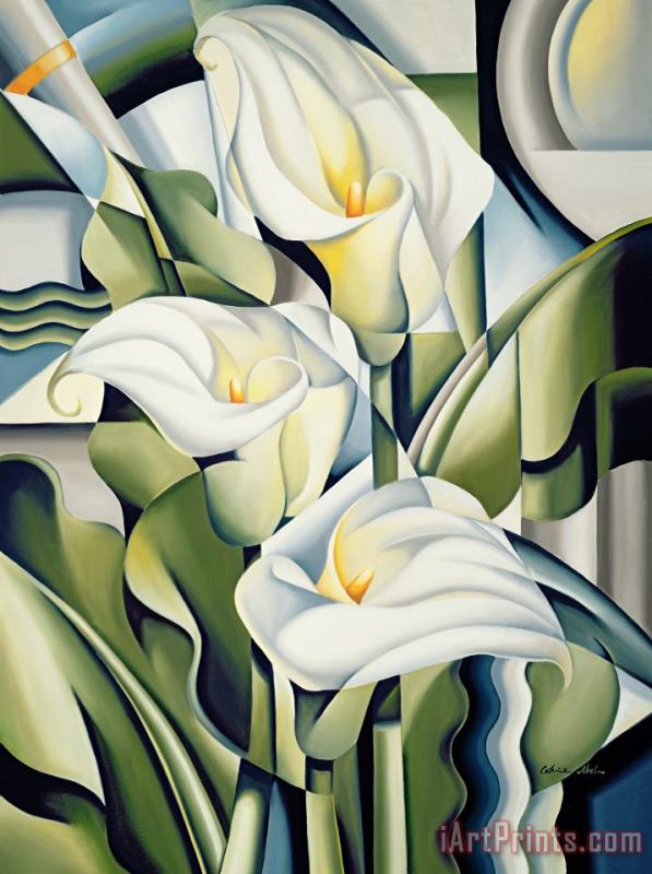 Cubist lilies painting - Catherine Abel Cubist lilies Art Print