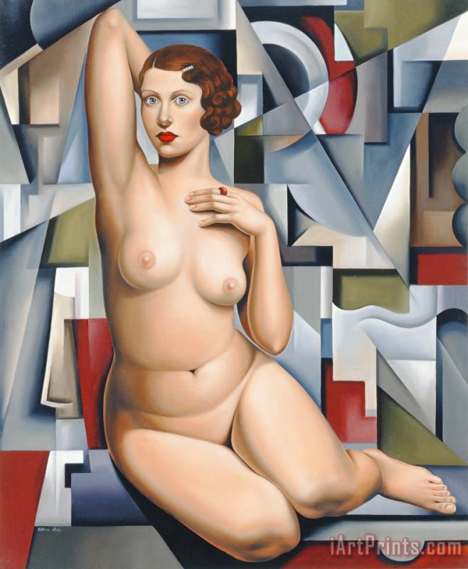 Seated Cubist Nude painting - Catherine Abel Seated Cubist Nude Art Print