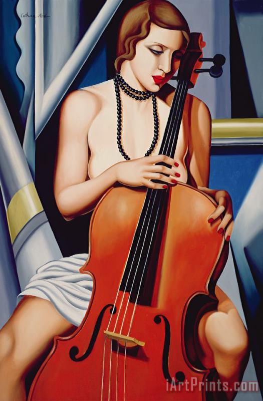 Woman with Cello painting - Catherine Abel Woman with Cello Art Print