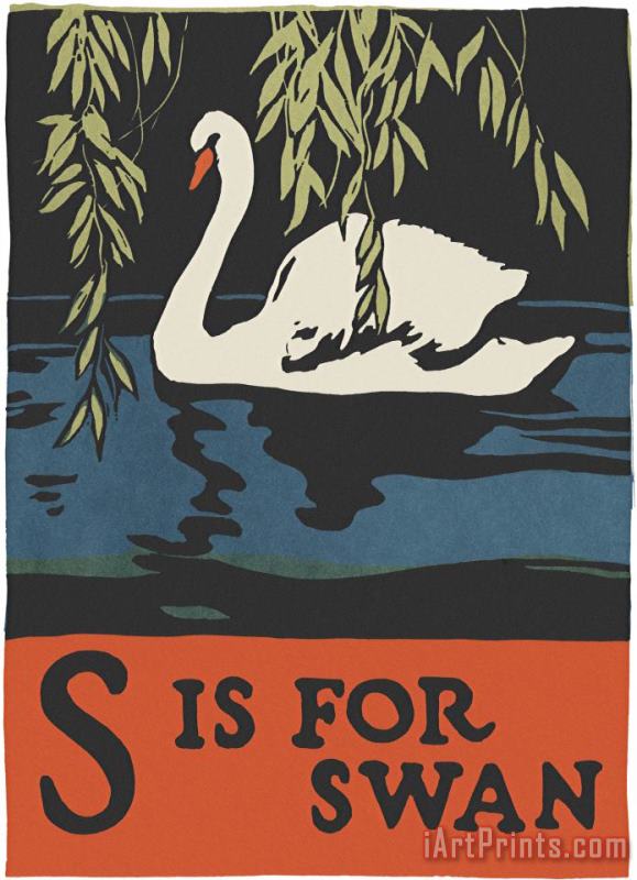 Alphabet:'s Is for Swan painting - C.B. Falls Alphabet:'s Is for Swan Art Print
