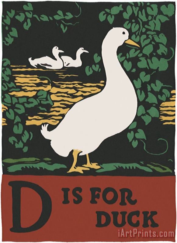 Alphabet: D Is for Duck painting - C.B. Falls Alphabet: D Is for Duck Art Print