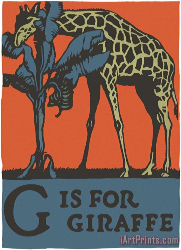 Alphabet: G Is for Giraffe painting - C.B. Falls Alphabet: G Is for Giraffe Art Print