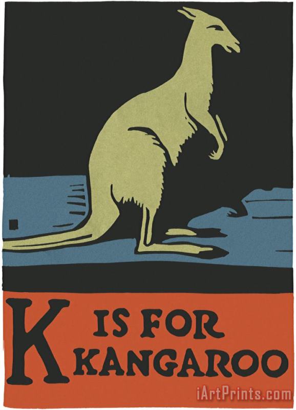 Alphabet: K Is for Kangaroo painting - C.B. Falls Alphabet: K Is for Kangaroo Art Print