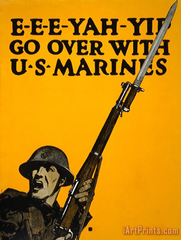 E E E Yah Yip Go Over with U.s. Marines painting - C.B. Falls E E E Yah Yip Go Over with U.s. Marines Art Print