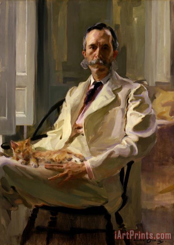 Man with The Cat (henry Sturgis Drinker) painting - Cecilia Beaux Man with The Cat (henry Sturgis Drinker) Art Print