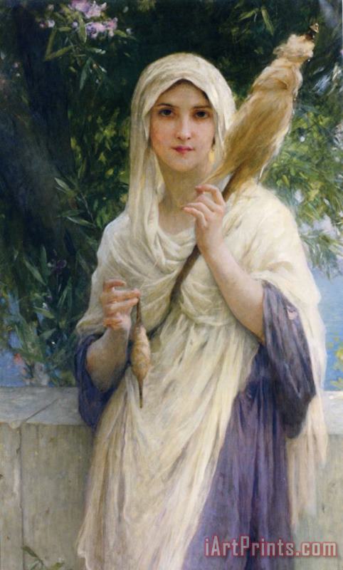 Charles Amable Lenoir The Spinner by The Sea Art Print