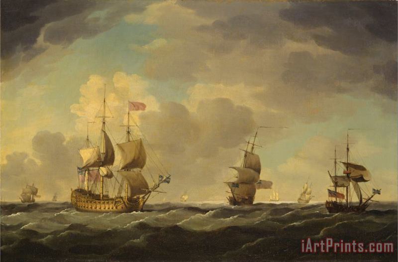 Charles Brooking An English Flagship Under Easy Sail in a Moderate Breeze Art Print
