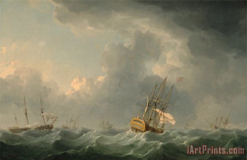 Charles Brooking English Ships Running Before a Gale Art Painting