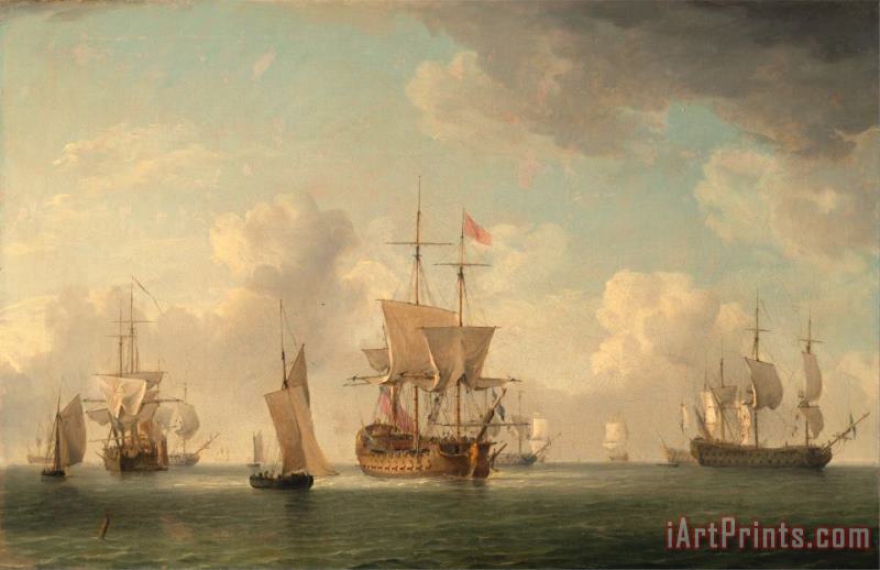 Charles Brooking English Ships Under Sail in a Very Light Breeze Art Print