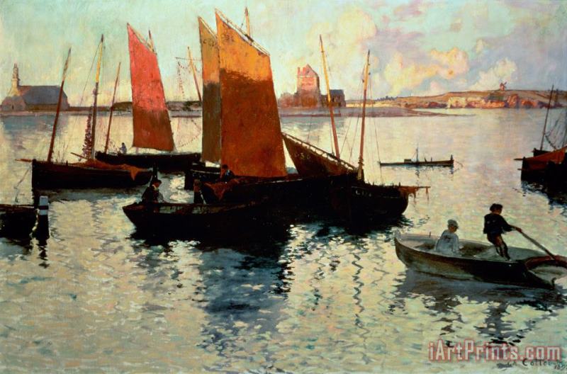 Charles Cottet Evening Light at the Port of Camaret Art Painting