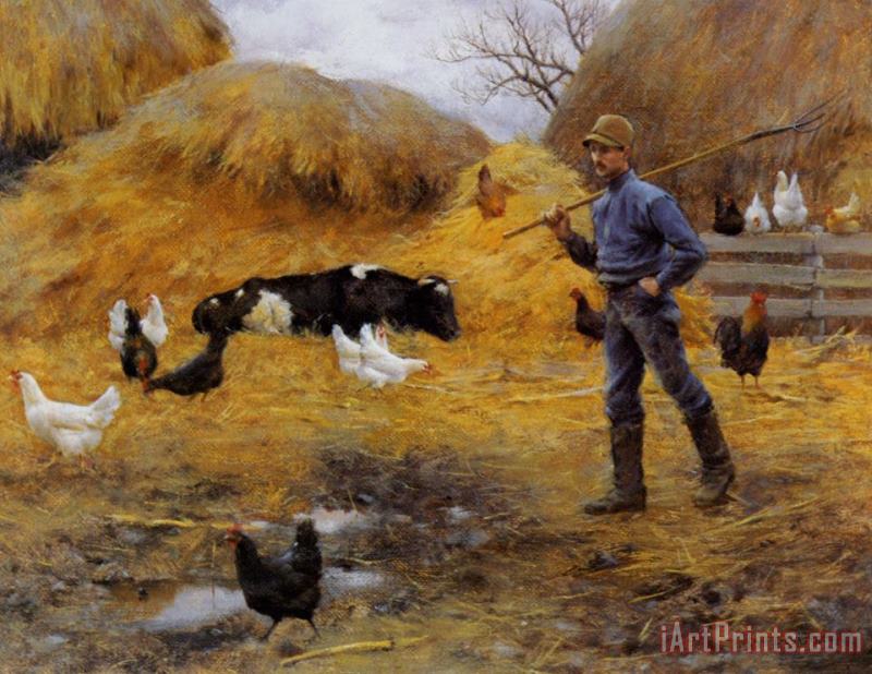 Charles Courtney Curran In The Barnyard Art Painting