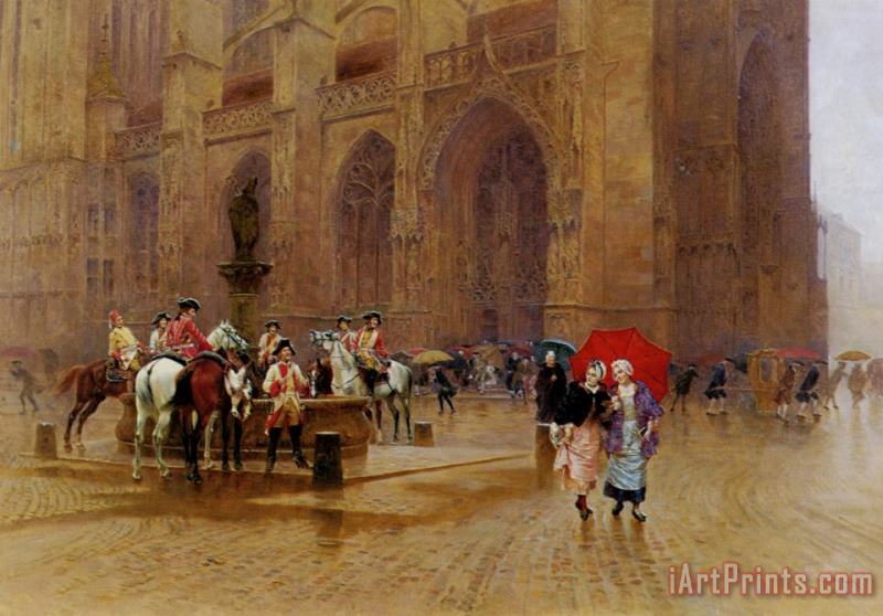 La Sortie De La Messe painting - Charles Edouard Edmond Delort La Sortie De La Messe Art Print