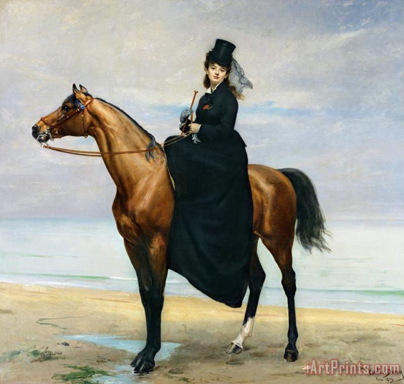 Equestrian Portrait of Mademoiselle Croizette painting - Charles Emile Auguste Carolus Duran Equestrian Portrait of Mademoiselle Croizette Art Print