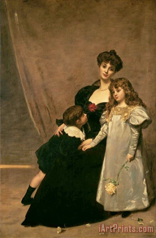 Charles Emile Auguste Carolus Duran Mother And Children (madame Feydeau And Her Children) Art Painting
