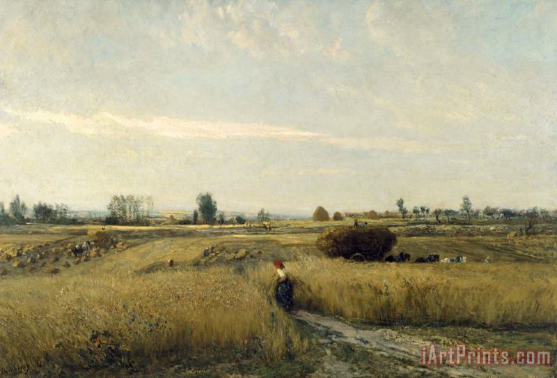 Harvest painting - Charles Francois Daubigny Harvest Art Print