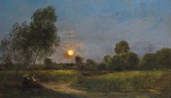 Charles Francois Daubigny Moonrise painting