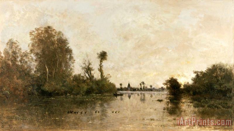 Charles Francois Daubigny On The Oise Art Painting
