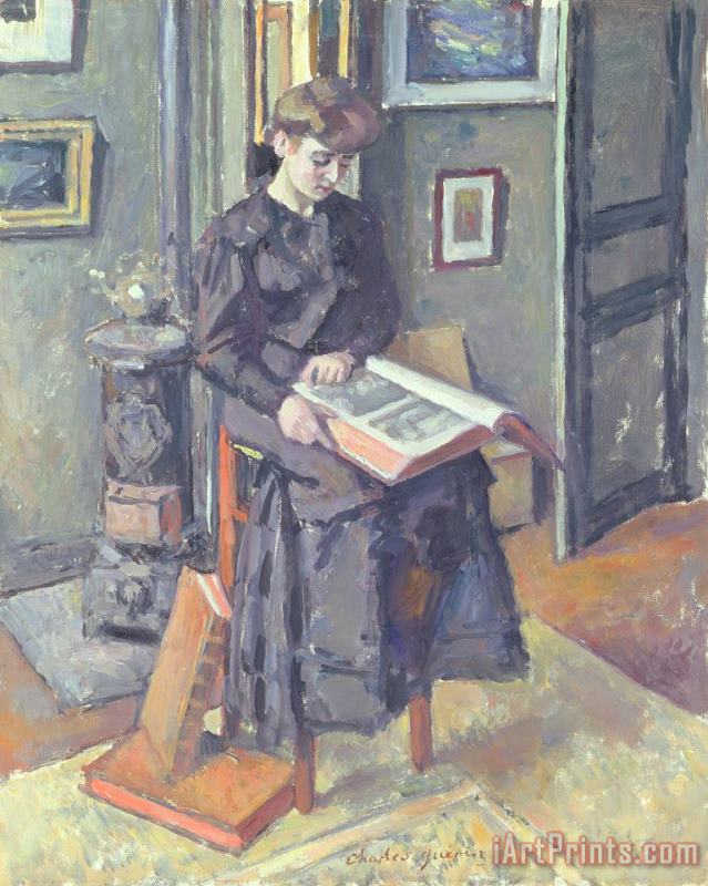 Girl Reading A Book painting - Charles Francois Prosper Guerin Girl Reading A Book Art Print